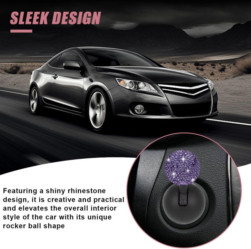 LHDOS Car Push Start Button Cover, Rhinestone Engine Start Stop Button Joystick Covers, One-Button Push to Start Rocker Cover, Car Interior Decoration Accessories for Cars, Computers, and More (Purple) - Image 4